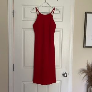 Red Calvin Klein cocktail dress